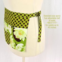 OOAK Water Lilies Multi-Pocket Apron with money pocket for vendors, servers, event planners; SHIPS FAST teacher gift fits waists up to 40"
