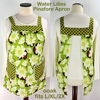 Water Lilies Pinafore with no ties (straps go straight over the shoulders) relaxed fit smock with pockets L/XL/2X ships now