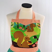 Nuts for Dinner Gathered Skirt Apron, A Little Handmade Vintage Charm for Fall, one size fits most, ready to ship