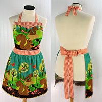 Nuts for Dinner Gathered Skirt Apron, A Little Handmade Vintage Charm for Fall, one size fits most, ready to ship
