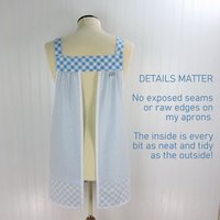 Light Blue Check Pinafore with no ties, Relaxed Fit Farmhouse Smock with pockets, straps go straight over the shoulders made-to-order XS- 5X