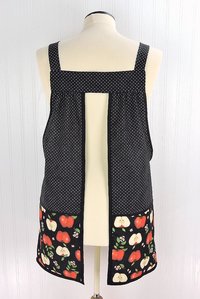 OOAK Apple Scrapbuster Pinafore with no ties (straps go straight over the shoulders) relaxed fit smock with pockets L/XL/2X ships now