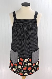 OOAK Apple Scrapbuster Pinafore with no ties (straps go straight over the shoulders) relaxed fit smock with pockets L/XL/2X ships now