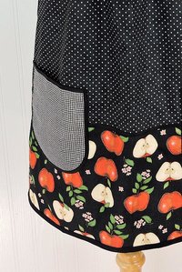 OOAK Apple Scrapbuster Pinafore with no ties (straps go straight over the shoulders) relaxed fit smock with pockets L/XL/2X ships now