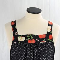 OOAK Apples and Pindots Pinafore with no ties (straps go straight over the shoulders), relaxed fit smock with pockets L/XL/2X, ships now