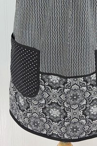 B/W Fancy Medallion Scrapbuster Pinafore with no ties (straps go straight over the shoulder) relaxed fit smock with pocket L/XL/2X ships now