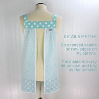 OOAK Aqua Dot Pinafore with no ties, relaxed fit smock with pockets, straps go straight over the shoulders, ready to ship, fits L/XL/2X