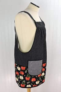 OOAK Apple Scrapbuster Pinafore with no ties (straps go straight over the shoulders) relaxed fit smock with pockets L/XL/2X ships now