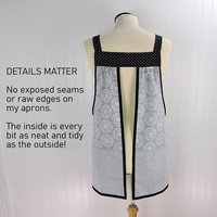 B/W Medallion Check Scrapbuster Pinafore with no ties (straps go straight over the shoulder) relaxed fit smock with pocket L/XL/2X ships now