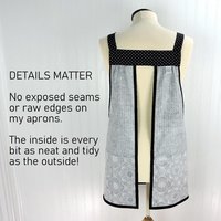 B/W Fancy Medallion Scrapbuster Pinafore with no ties (straps go straight over the shoulder) relaxed fit smock with pocket L/XL/2X ships now
