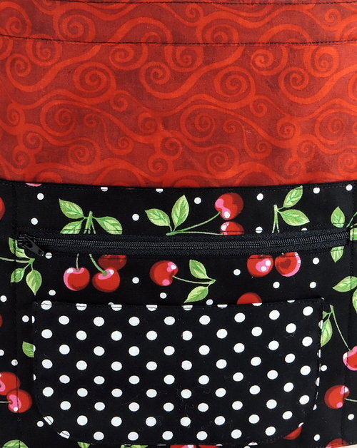 Black Cherries Multi-Pocket Apron with zipper, great for teachers, gardeners, servers, made after order in 2 sizes