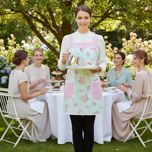 Pastel Polka Dots & Posies Pinafore with no ties (straps go straight over shoulders) relaxed fit smock with pockets, made-to-order XS to 5X