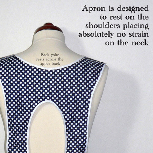 Navy Blue Polka Dot Retro 50s Smock, relaxed fit H-back apron (no ties at neck) XS to 4X made to order w/ pocket options