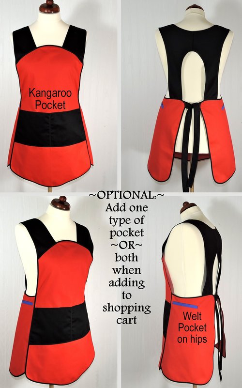 Navy Blue Polka Dot Retro 50s Smock, relaxed fit H-back apron (no ties at neck) XS to 4X made to order w/ pocket options