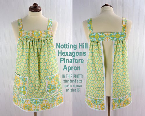 Notting Hill Hexagons Pinafore with no ties, relaxed fit smock with pockets,  XS to 5X