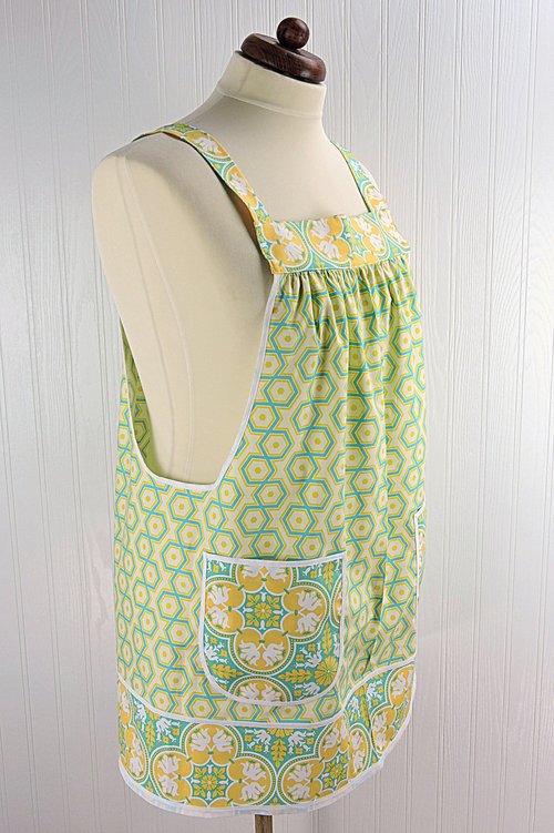Notting Hill Hexagons Pinafore with no ties, relaxed fit smock with pockets,  XS to 5X