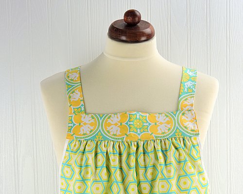 Notting Hill Hexagons Pinafore with no ties, relaxed fit smock with pockets,  XS to 5X