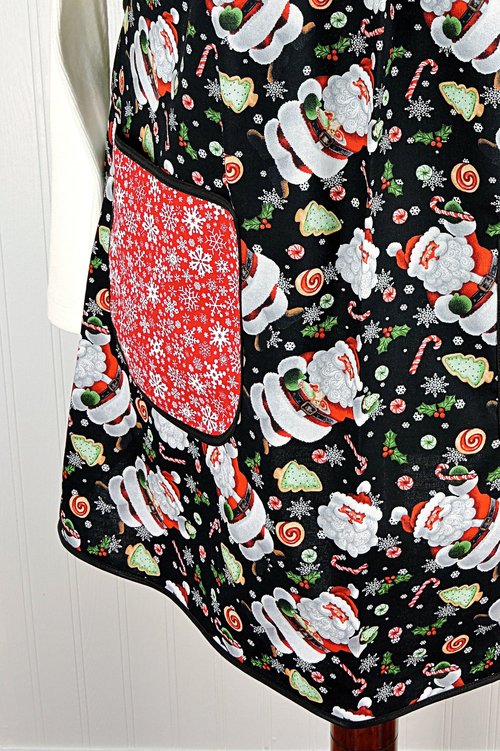 XS - 5X Plus Size Cookies for Santa Pinafore with no ties, relaxed fit smock with pockets, Christmas Apron