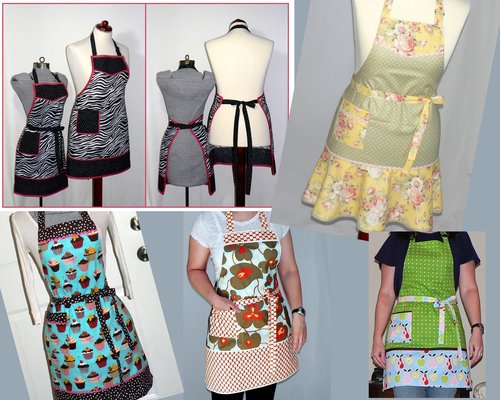 Customized Classic Chef Apron (choose your own fabrics) theme party hostess apron, traditional "one size fits most" style
