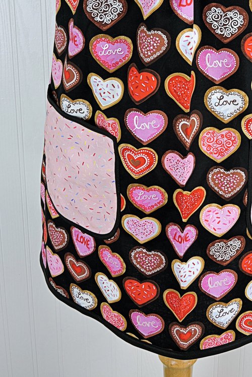 SHIPS FAST~ Sugar Cookie Pinafore Apron, relaxed fit smock with pockets fits L/XL/2X, pretty baking apron ready to ship