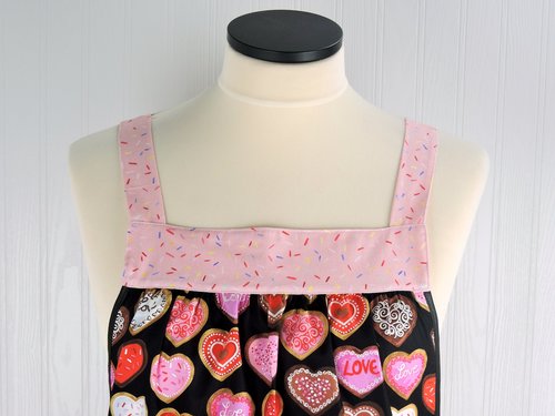 SHIPS FAST~ Sugar Cookie Pinafore Apron, relaxed fit smock with pockets fits L/XL/2X, pretty baking apron ready to ship