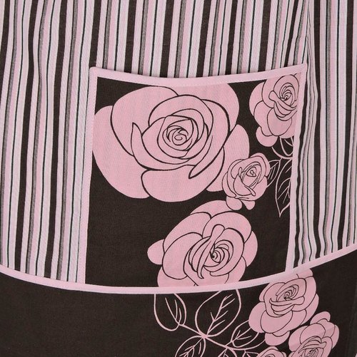 Stripes & Roses Pinafore with no ties, relaxed fit smock with pockets, one-of-a-kind apron fits L/XL/2X, ships fast