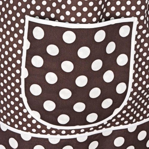 Brown & Cream Dot Pinafore with no ties, relaxed fit smock with pockets, lovely hostess apron, ready to ship fits L/XL/2X