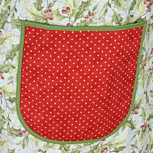 Susan Winget HOLLY Pinafore with no ties, relaxed fit smock with pockets, Lovely Xmas Hostess Apron, made to order XS to 5X plus size