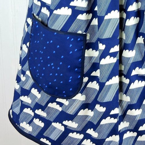 Rain Clouds Pinafore with no ties (straps go straight over the shoulders) relaxed fit smock apron with pockets fits 3X - 5X, ready to ship