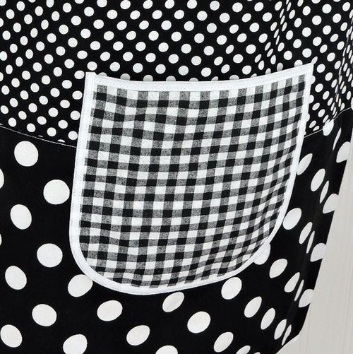 Black & White Scrapbuster Pinafore, relaxed fit smock with pockets, comfortable (doesn't touch neck) Standard Size (fits L/XL/2X) ships now