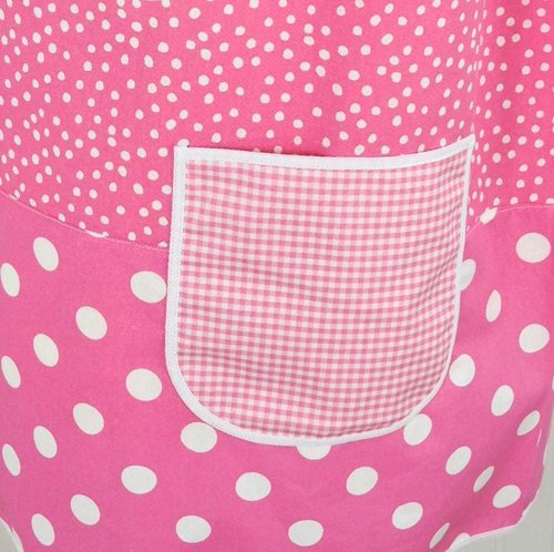 Pink Polka Dot Scrapbuster Pinafore, relaxed fit smock with pockets, comfortable (doesn't touch neck) Standard Size (fits L/XL/2X) ships now