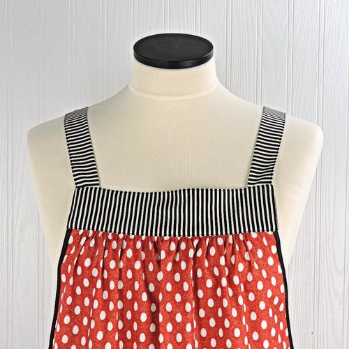 Chicken & Eggs Scrapbuster Pinafore Apron with no ties, relaxed fit smock apron with pockets, OOAK standard size fits L/XL/2X, ready to ship