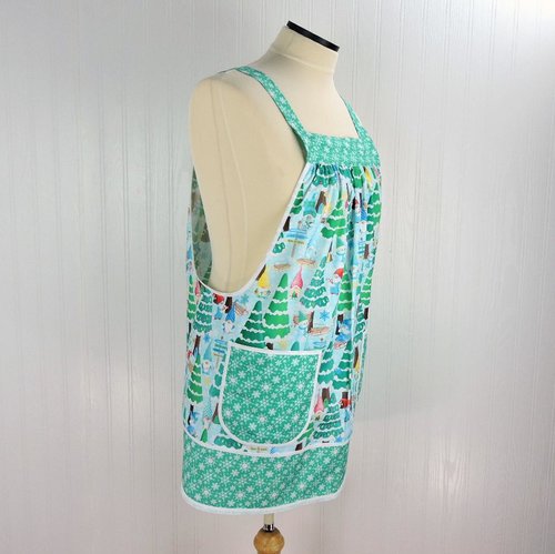 XS - 5X Gnome Wonderland Pinafore with no ties (straps go straight over the shoulders) relaxed fit smock with pockets, handmade to order