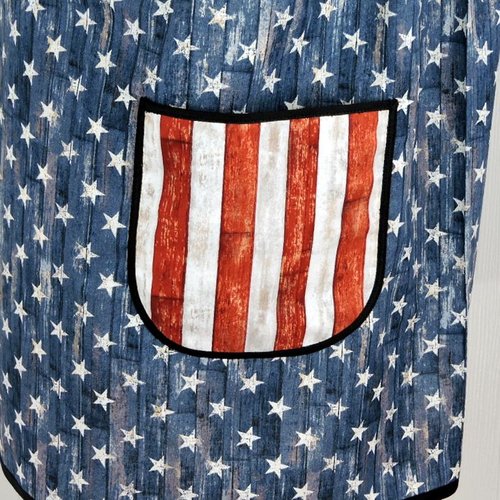 Stars and Stripes Scrapbuster Pinafore with no ties (straps go straight over the shoulders) patriotic flag smock apron with pockets, XS - 5X