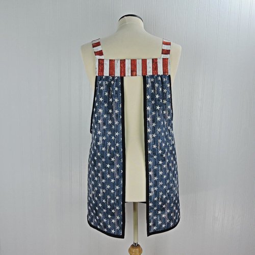 Stars and Stripes Scrapbuster Pinafore with no ties (straps go straight over the shoulders) patriotic flag smock apron with pockets, XS - 5X