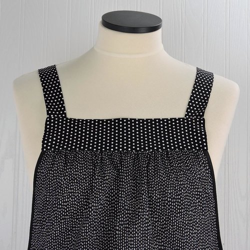 Roosters SCRAPBUSTER Pinafore Apron with no ties, relaxed fit smock with pockets, farmhouse kitchen apron, ready to ship, fits L/XL/2X
