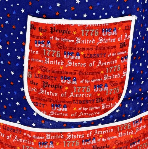 We the People Scrapbuster Pinafore with no ties (straps go straight over the shoulders) 4th of July smock apron, ready to ship, fits L/XL/2X