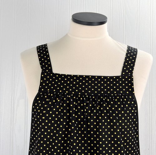 Lemon Fresh Scrapbuster Pinafore Apron with no ties (straps go straight over the shoulders) relaxed fit smock fits L/XL/2X, ready to ship