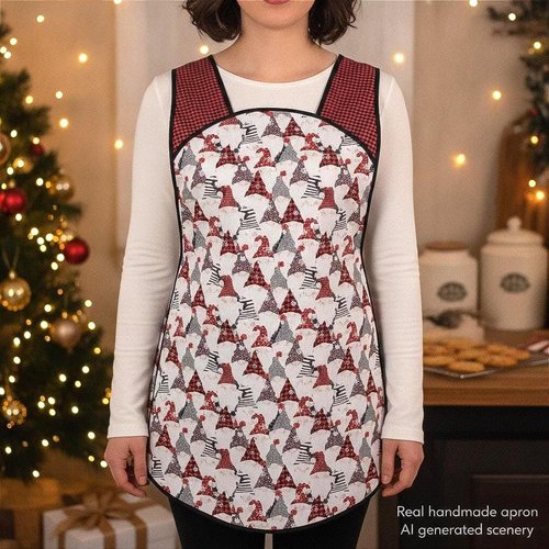 Gnome for the Holidays Retro 50s Christmas Smock, relaxed fit H-back apron, 1st sample available (fits L/XL) SHIPS FAST