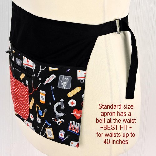 OOAK Medical Supplies Multi-Pocket Apron is great for Doctors, School Nurses, CNA, ER, Vet Techs, ready to ship, fits waists up to 40 inches