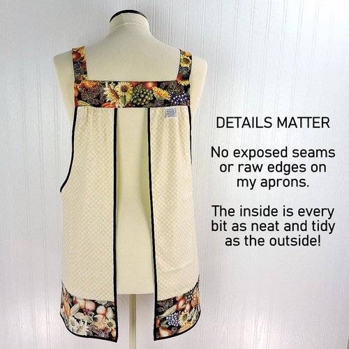 Sunflower Harvest Scrapbuster Pinafore with no ties (straps go straight over the shoulders) relaxed fit smock with pockets L/XL/2X ships now