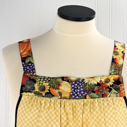 Sunflower Harvest Scrapbuster Pinafore with no ties (straps go straight over the shoulders) relaxed fit smock with pockets L/XL/2X ships now