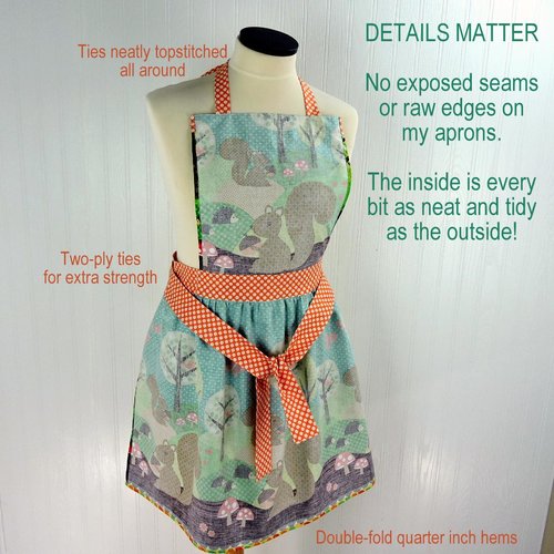 Nuts for Dinner Gathered Skirt Apron, A Little Handmade Vintage Charm for Fall, one size fits most, ready to ship