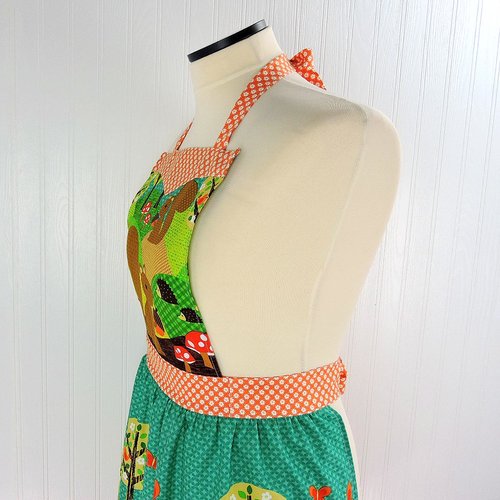 Nuts for Dinner Gathered Skirt Apron, A Little Handmade Vintage Charm for Fall, one size fits most, ready to ship