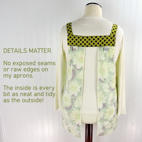 Water Lilies Pinafore with no ties (straps go straight over the shoulders) relaxed fit smock with pockets L/XL/2X ships now