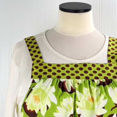 Water Lilies Pinafore with no ties (straps go straight over the shoulders) relaxed fit smock with pockets L/XL/2X ships now