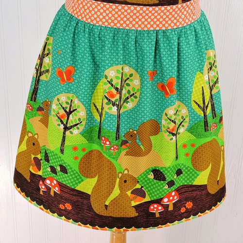 Nuts for Dinner Gathered Skirt Apron, A Little Handmade Vintage Charm for Fall, one size fits most, ready to ship