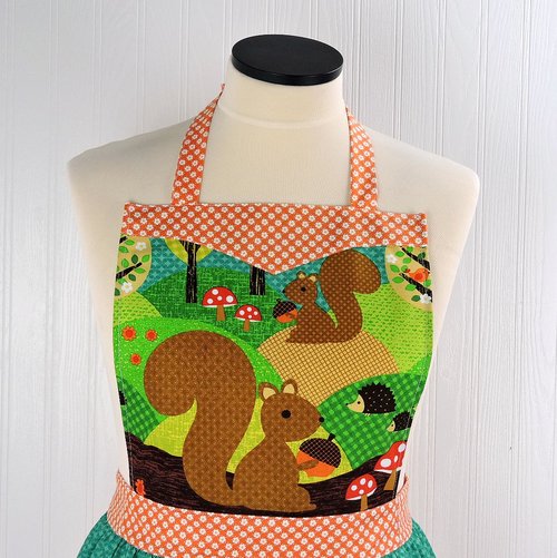 Nuts for Dinner Gathered Skirt Apron, A Little Handmade Vintage Charm for Fall, one size fits most, ready to ship
