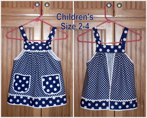 Customized Children's Pinafore Apron with no ties, relaxed fit smock with pockets, 3 sizes, mini-me apron