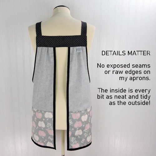 OOAK Apple Scrapbuster Pinafore with no ties (straps go straight over the shoulders) relaxed fit smock with pockets L/XL/2X ships now